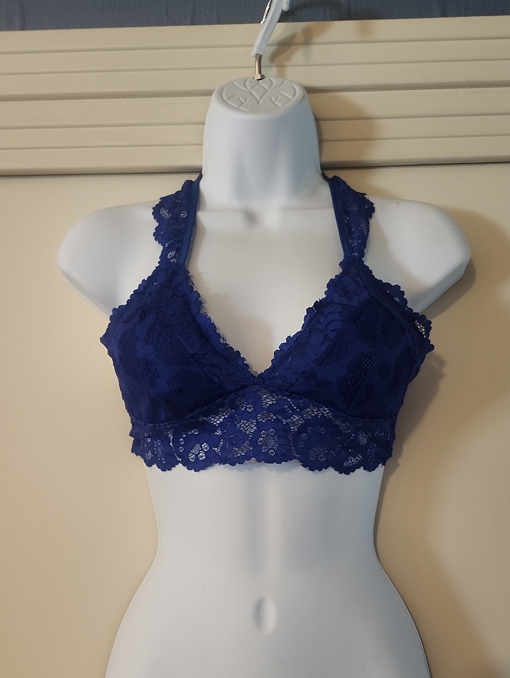 Lace Halter Bralette in Deep Blue
